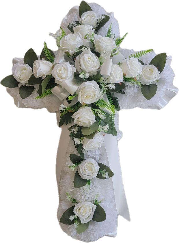Artificial Silk Flower Cross Wreath